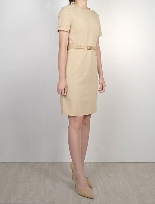 G2000 Women s Anti Bacterial Twill Belted Fitted Dress Camel