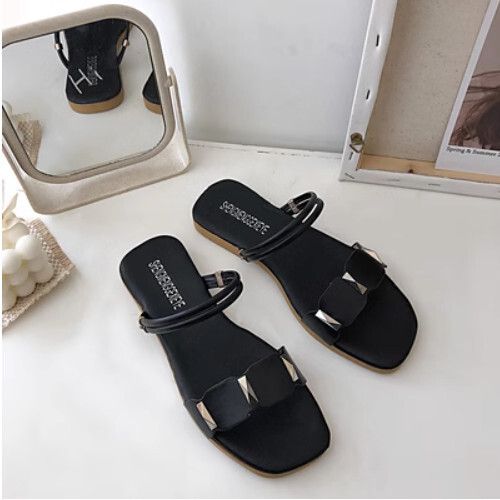 一鞋兩穿平底涼拖鞋（黑色36-39碼）（下單后聯繫客服確認發貨尺碼）#F055002744