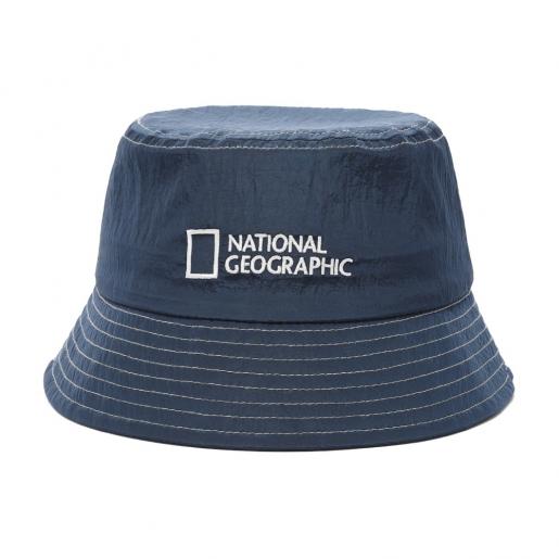 National Geographic, Contrast Stitch Bucket Hat - NAVY, Color : NAVY, Size : Free
