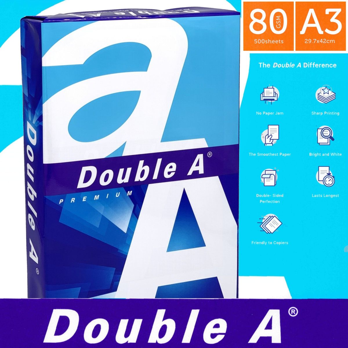 80克 A3 白影印紙 "DOUBLE A" (500張) a3紙