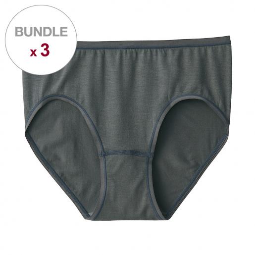 MUJI, Ladies' Lyocell Midi Panty - Dark Gray S【3 packs】, Size : S