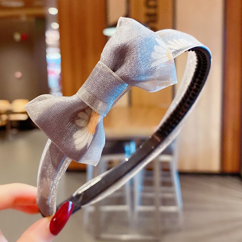 兒童蝴蝶結髮箍帶齒防滑頭箍髮飾(6#灰色小雛菊)