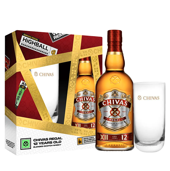 (送禮套裝) Chivas Regal 12years 蘇格蘭威士忌 700ml (附送Highball杯)