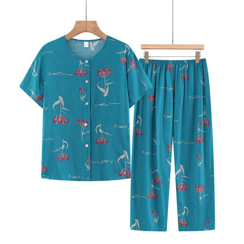 老年人短袖套裝( XL-5XL碼 淺藍丁香）【下單後請聯絡客服確認發貨尺碼】F001099247