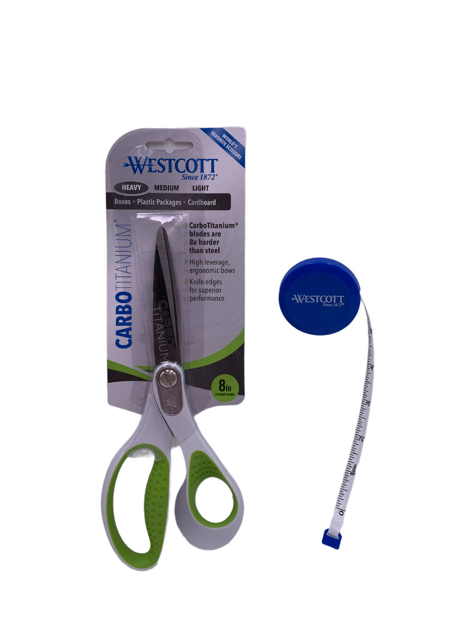 USA Brand - Carbo Titanium Bonded 8" Scissors & 60" Retractable Tape Measure promotion kit set