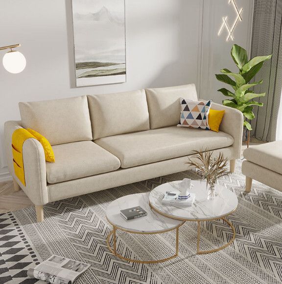 可拆洗布藝沙發【米白色（科技布）】【大三人位-乳膠款（202cm）】#H148064327