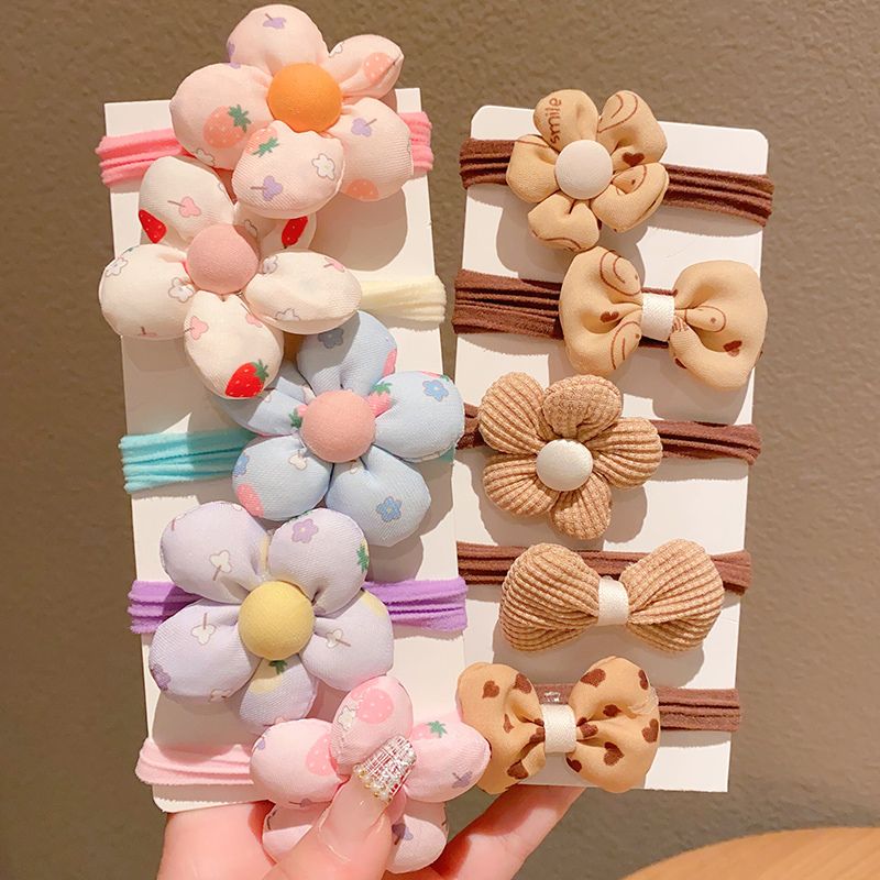 兒童頭花皮筋頭飾高彈力圈髮繩髮飾(14#彩色花蝴蝶結10個裝)