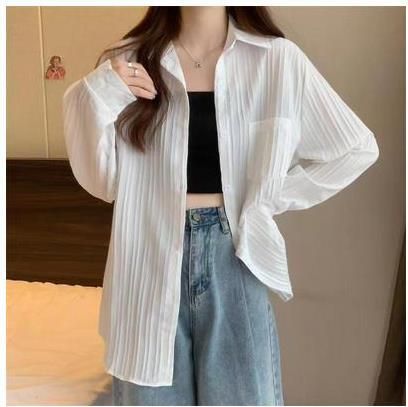 韓版寬鬆防曬衫（白色M-2XL碼）(下單後聯絡客服確認發貨尺碼) #F045007053