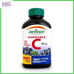 維他命 C 咀嚼片 (500 毫克) 藍莓味 120 粒 (包裝隨機提供) [平行進口]  此日期前最佳:2025年11月30日