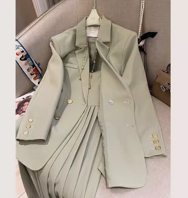 秋裝職業套裝裙（西裝外套+吊帶連衣裙S-XL）（下單後聯絡客服確認發貨尺碼）#F350001188(