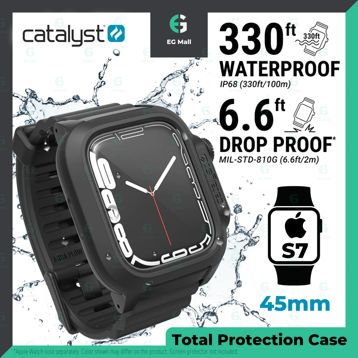 Apple Watch TOTAL PROTECTION S7 S8 Series 7 Series 8 45mm 330ft Waterproof Case Drop Proof 6.6ft QI