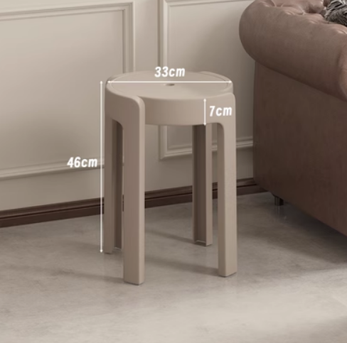 家用易收納加厚塑料旋風疊凳(卡其色*高強PP材料)(尺寸:33*46*7CM)#M209012582