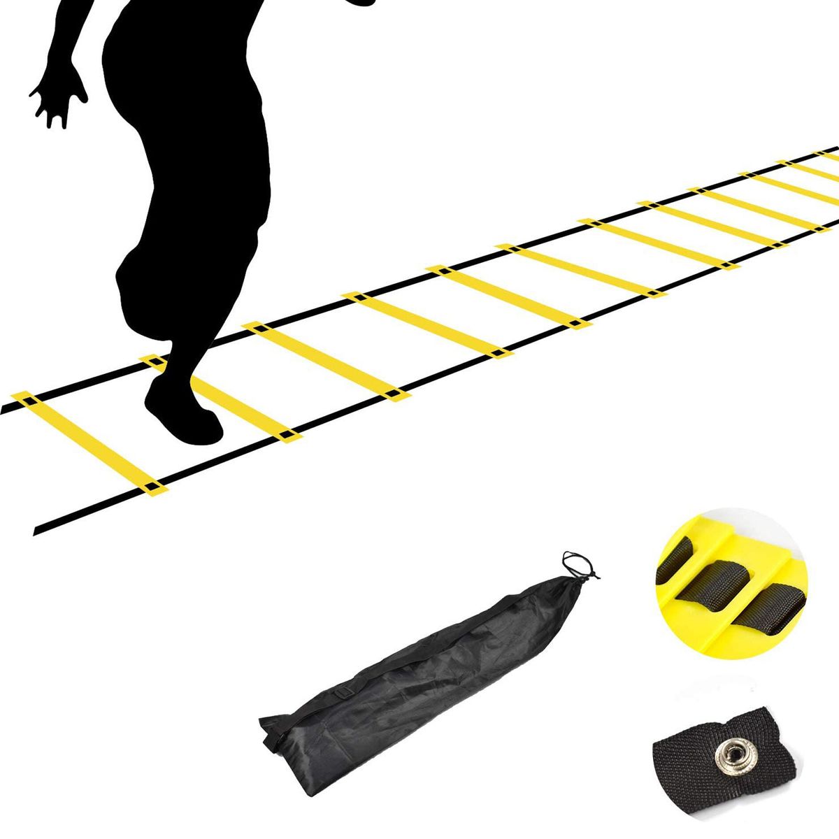 【12M】Agility Ladder Speed Ladder Training Equipment for Football Soccer Basketball with Carrying Bag