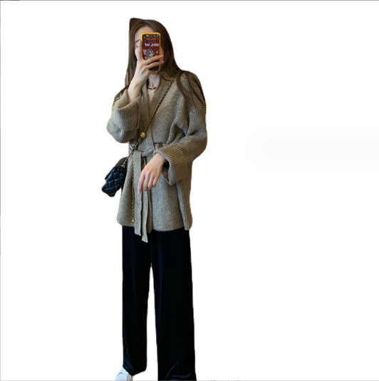 毛衣闊腿褲兩件套（毛衣+褲子）（規格：S-XL碼）(下單後聯絡客服確認發貨尺碼) #F047050103