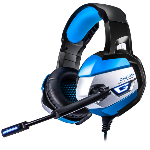 ONIKUMA K5遊戲耳機頭戴式耳機電腦遊戲有線耳機（黑藍色）