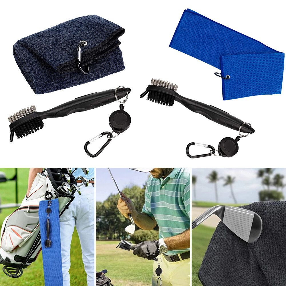 Blue Golf Cleaning Kit Delicate Hook Towel Club Cleaning Brush
