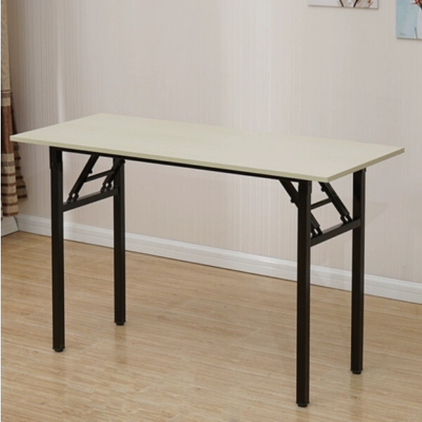 家用摺疊桌會議桌學習桌電腦桌餐桌白色+黑腳(單層)120x50x75cm