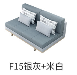 Upgraded version of small apartment solid wood sofa bed two drag six wheel sofa bed multifunctional removable and washable folding sofa bed (100CM*190CM Grey White  Sponge+Coco ) 3100