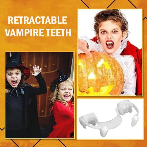 Dents De Vampire Réalistes - 6 Paires + Colle + Tatouages - Pour Halloween Et Cosplay