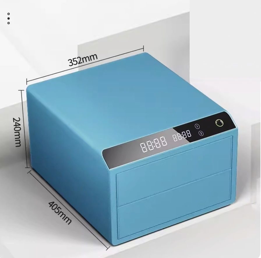 家用小型抽屜式夾萬（孔雀藍（雙層）電晶體指紋+藍牙智控）