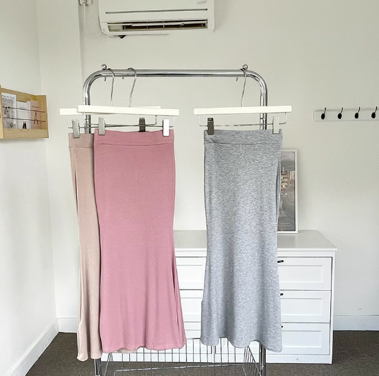 壹條裝微魚尾高腰包臀半身長裙（粉色/奶茶色/淺灰色）（規格：S-L碼）(下單後聯絡客服確認發貨尺碼和顏色)#F047043191