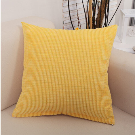 家居沙發靠墊抱枕（燈芯絨 黃色）尺寸:45X45cm(枕套+枕芯）