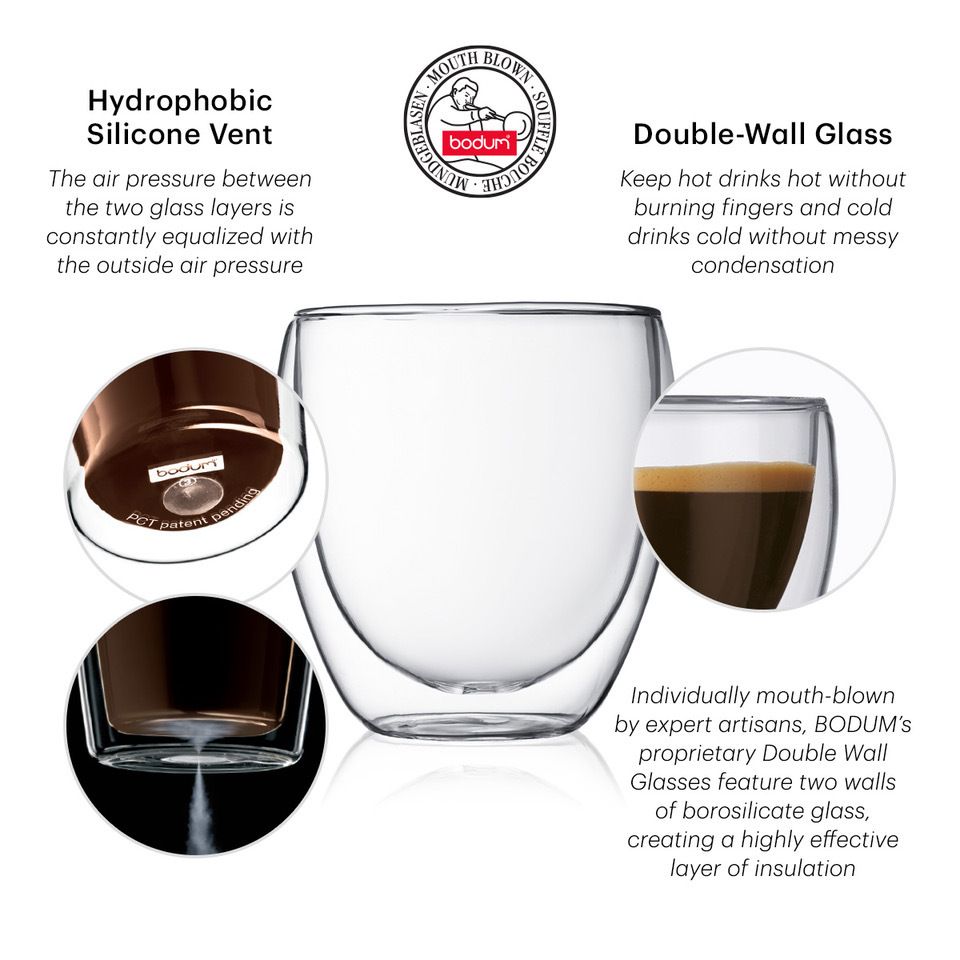 Bodum Bistro 6 Pcs Mug, Double Wall, 0.3 L, 10 oz Transparent