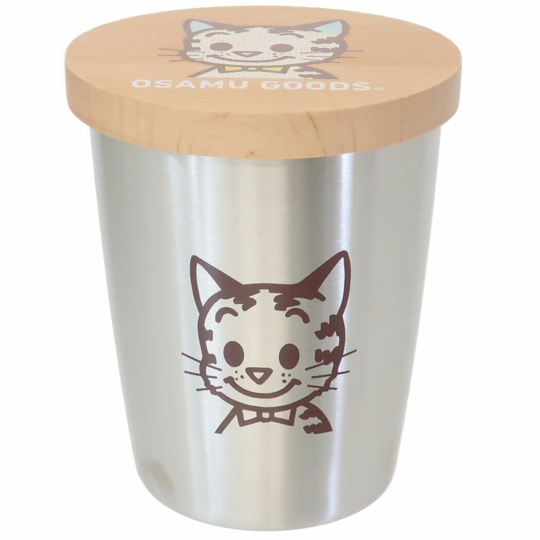 OSAMU GOODS Stainless Vacuum 2WAY Tumbler with Wood Lid (280ml)【Cat & Dog】(Parallel Import)