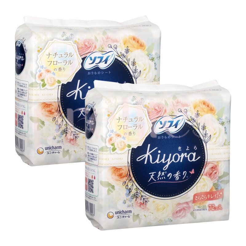 Sofy KiYoRa 衛生護墊 清新花香味 72片入 x2包 (白) (330997) (平行進口貨品) (新舊包裝隨機發送)