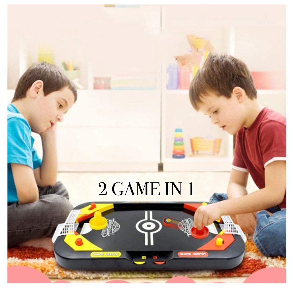Two-in-one table ice hockey + football game, table children's toys, parent-child interactive toy