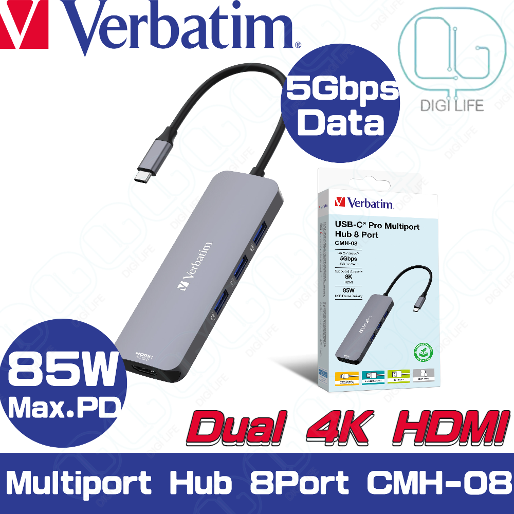 Verbatim USB-C Pro Multiport Hub 8 Port (CMH-08)｜32151｜