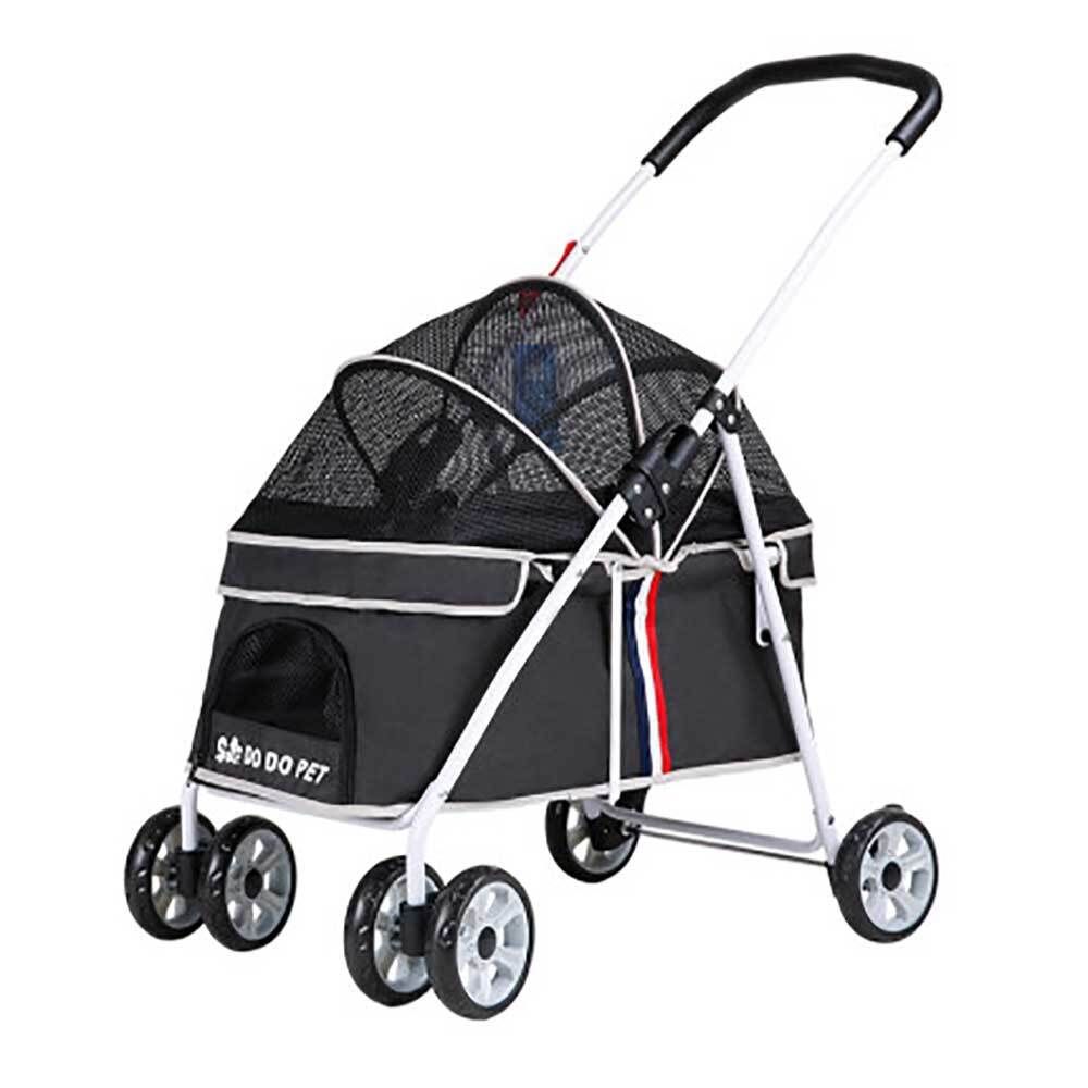 Pets Thing | DODOPET Low Seat Four-Wheel Folding Dog Stroller (Black ...
