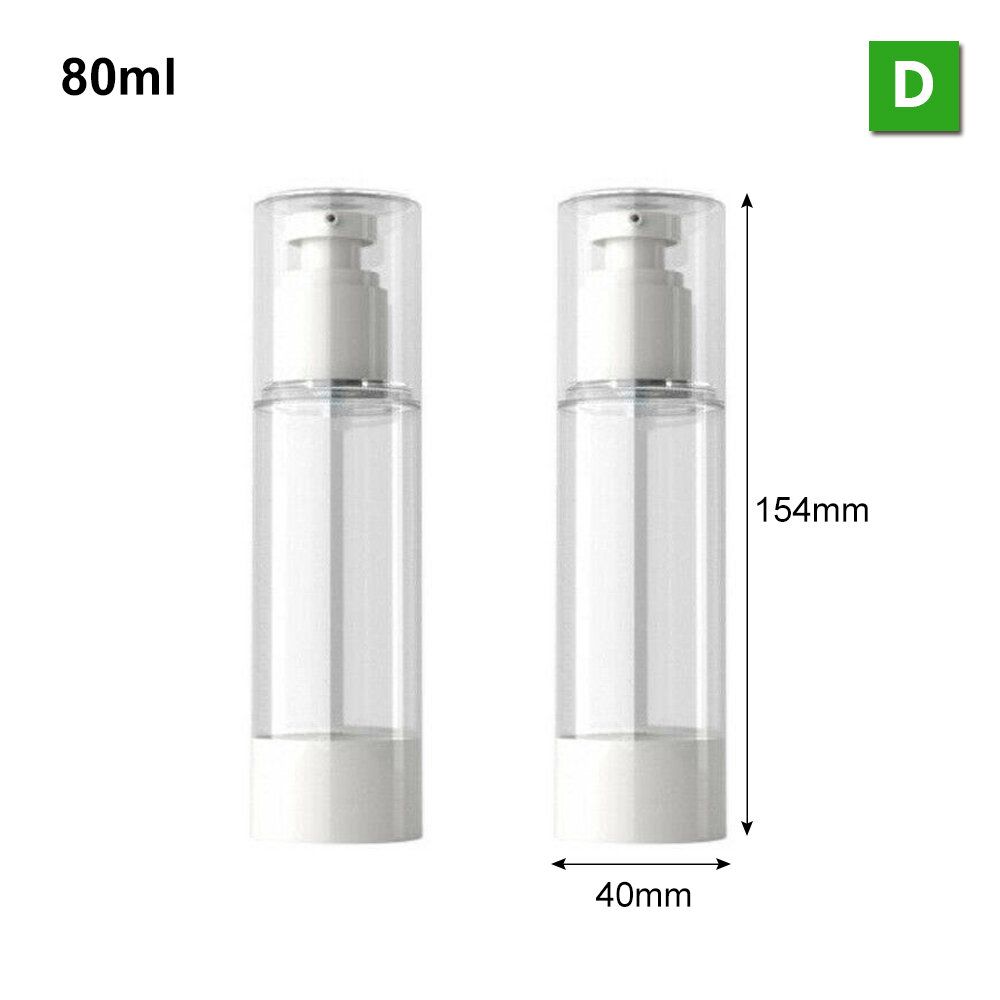 2pcs 80ml Pump Refillable Empty Bottle Lotion Vacuum Bottle Press Spray Bottle Cosmetic Dispenser Bottle Travel Small Sample Dispenser