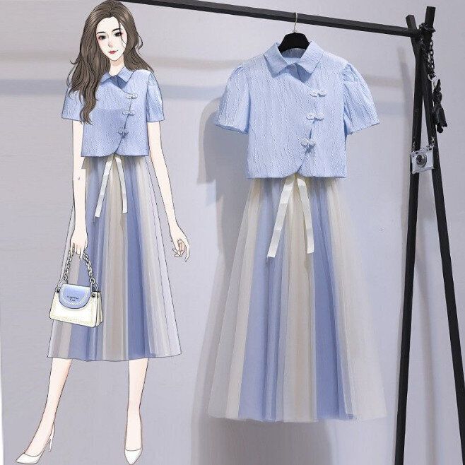 時尚套裝(上衣+半身裙 M-4XL 下單後聯絡客服確認發貨尺碼)