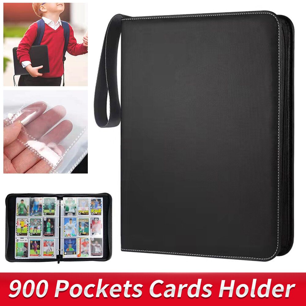 Black card book 9 grids 50 pages 900 card slots PU zipper card book game card collection book Pokémon card book