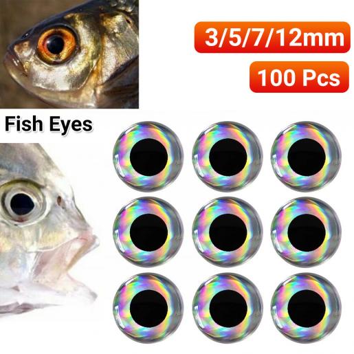 Tuenmall  [100pcs-3mm] Silver 3D Lure Animal Eye Lure Eye Sticker