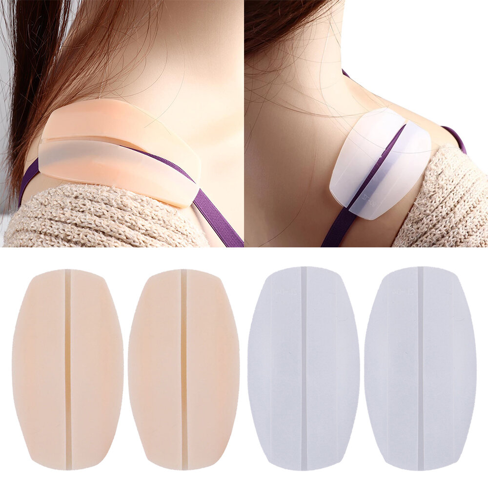 Tuenmall, 1 pair Clear Colour Silicone Under Bra Strap Pads Cushions Holder  Non-slip Shoulder Pain Relief, Color : White