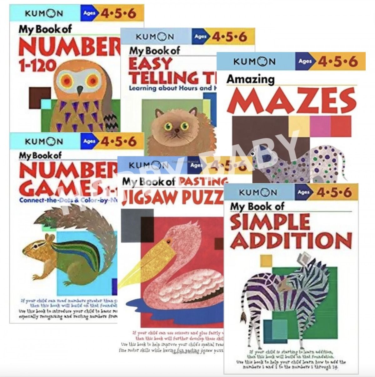 KUMON 【46歲】KUMON數學公民練習【6冊】Hours,Addition,Phrases,Mazes,Puzzles