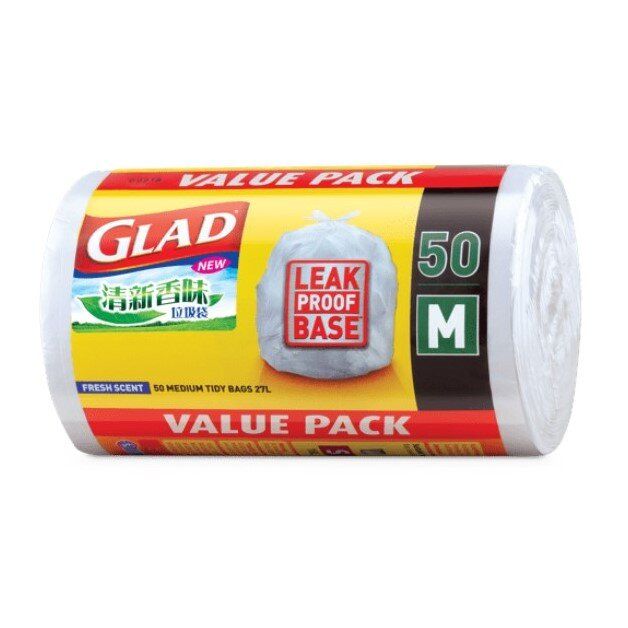 (Fresh Scent / 50s) Medium Size 27L Tidy Bags / Garbage Bags w/ Quick-Tie Opening