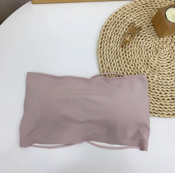 無肩帶冰絲胸圍內衣（粉色）【均碼】#F148048602