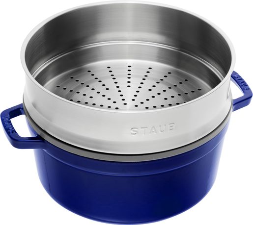 Staub | 圓形燉鍋26cm/5.25L (連蒸籠) 深藍| HKTVmall 香港最大網購平台