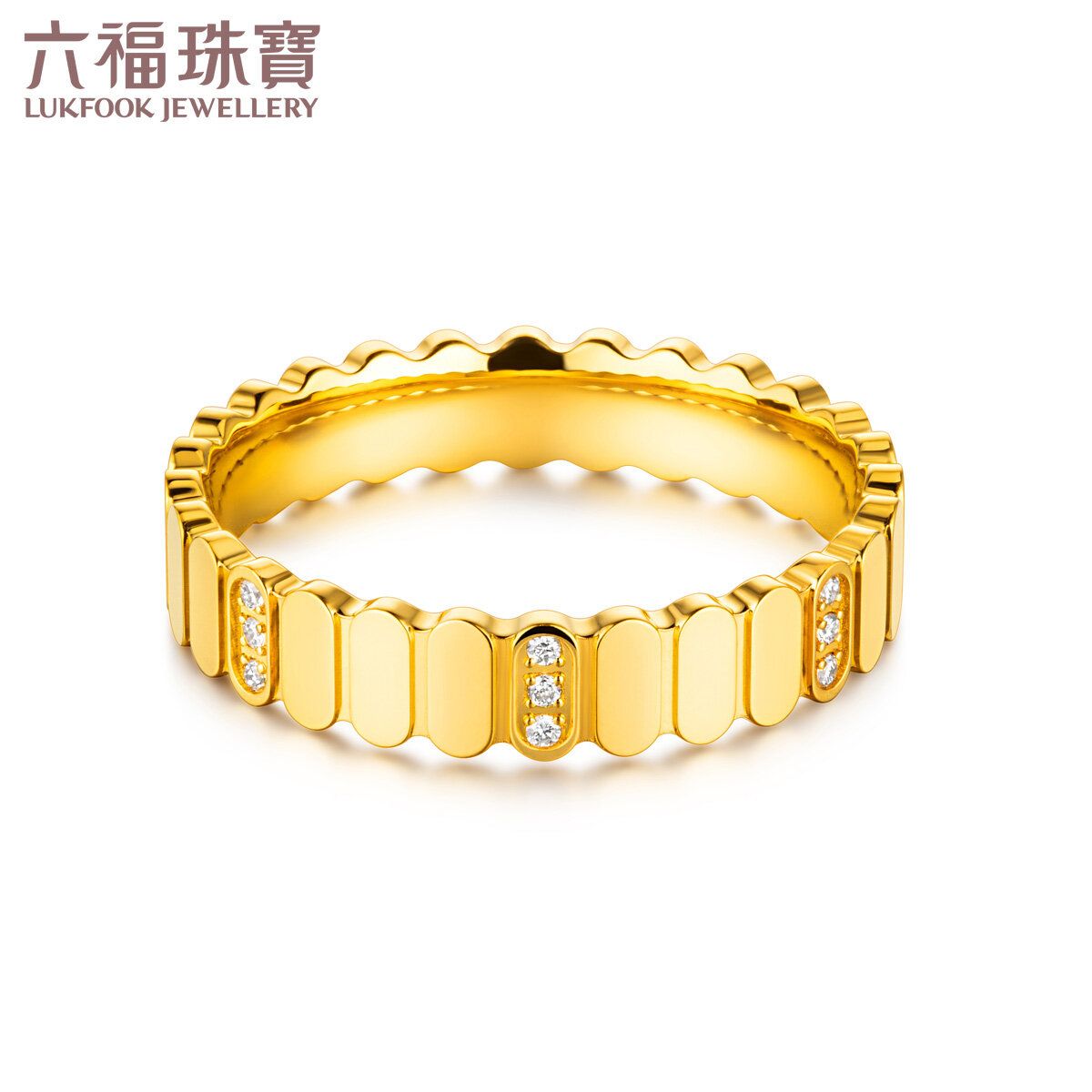 Goldstyle．X系列"一鍵傾心"足金鑽石對戒(女戒)