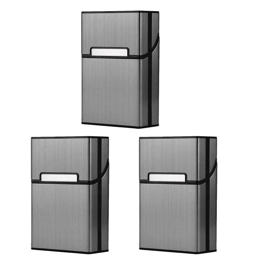 3pcs Black Aluminum Alloy Cigarette Case Brushed Cigarette Case Magnetic Buckle Metal Cigarette Case