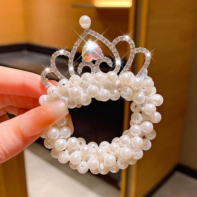 兒童公主皇冠頭飾皮筋頭花髮圈（1#愛心水鑽)