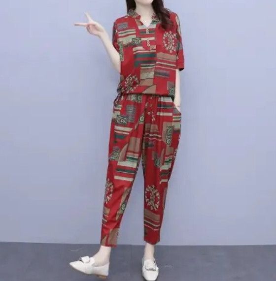 休閒時尚套裝【紅色】 (尺碼：M-4XL碼) (下單後聯繫客服確認發貨尺碼)#F158027237