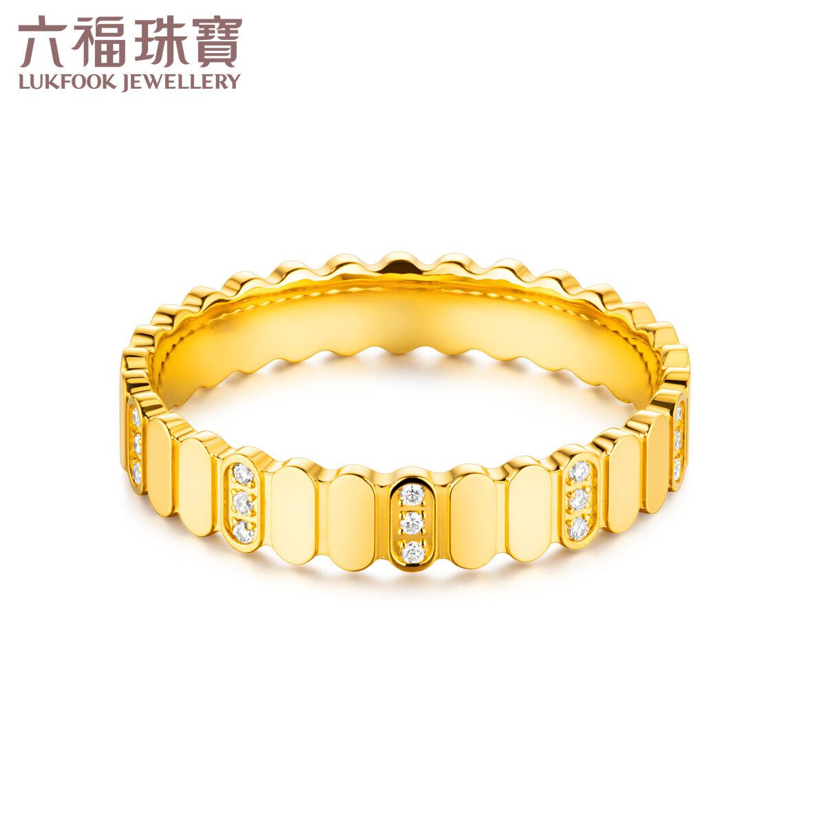 Goldstyle．X系列"一鍵傾心"足金鑽石對戒(男戒)
