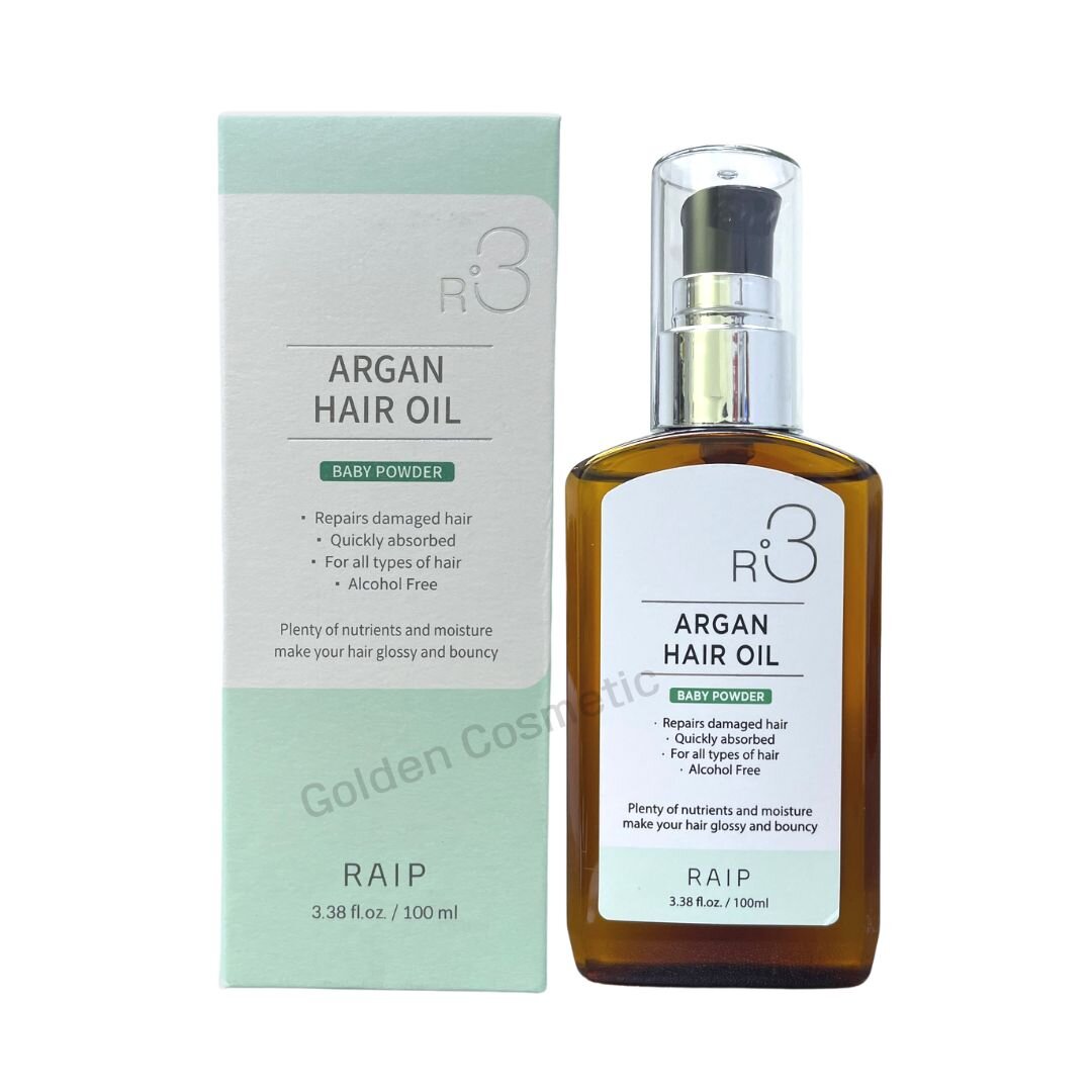 R3 Argan Hair Oil (Green - Baby Powder) 100ml (Authorized Goods)
