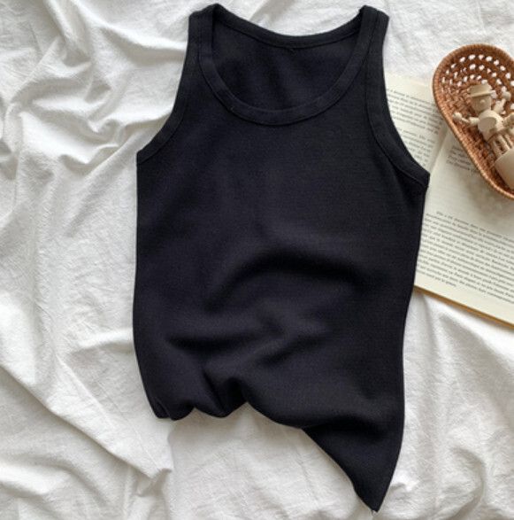 薄款內搭修身背心（黑色）【均碼】#F148048972