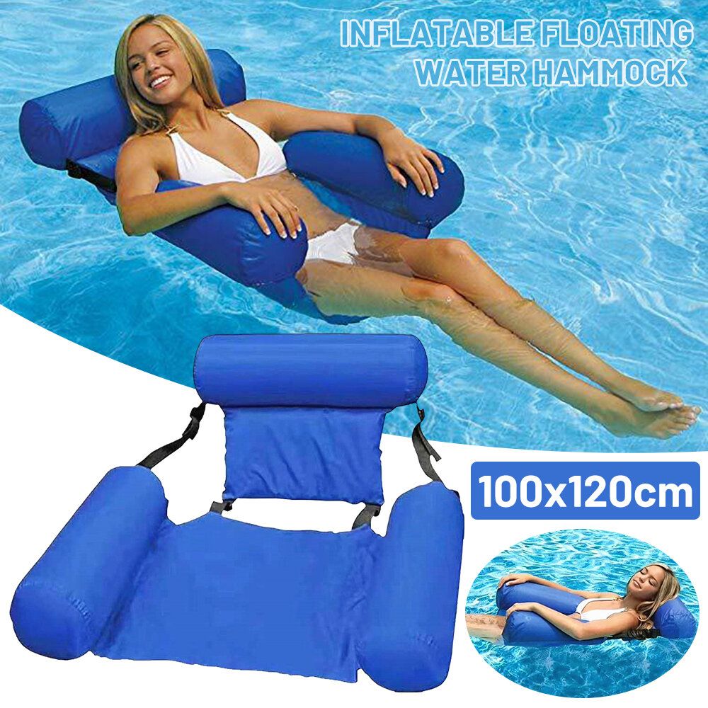 Inflatable net hammock foldable double-use backrest floating board water recreation deck chair