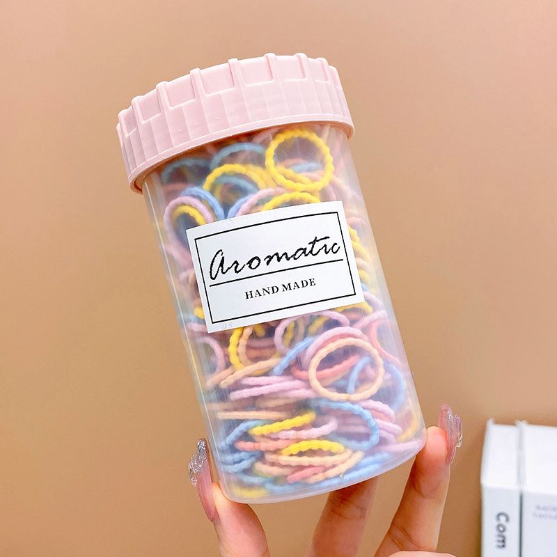 彩色小號拇指髮圈寶寶橡皮筋頭飾(4#彩色竹節款100個)